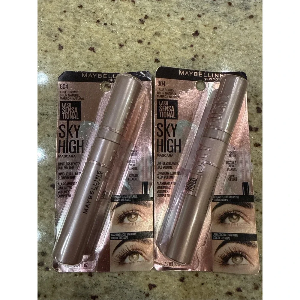Lot of 2 - NEW MAYBELLINE LASH SENSATIONAL SKY HIGH MASCARA 804 - True Brown